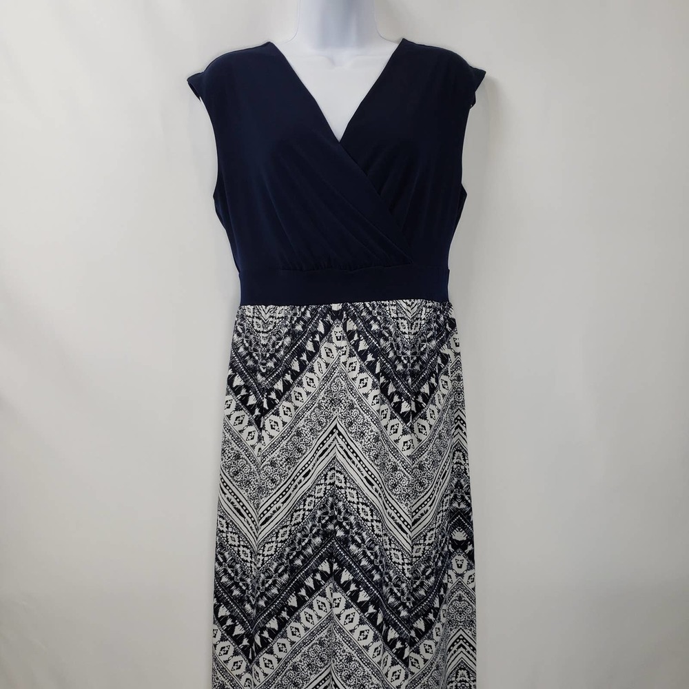 AB Studio Sleeveless V-Neck Aztec Maxi Dress #0205